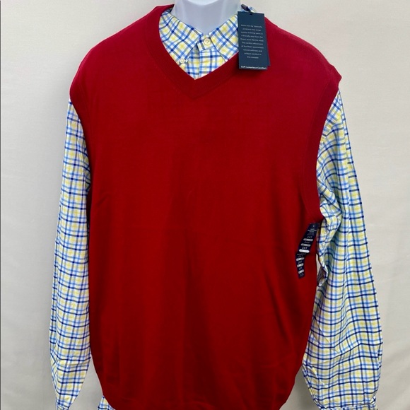 Hart Schaffner Marx Mens V Neck Vest Sz 2XT Red 100% MERINO WOOL New - Picture 3 of 9